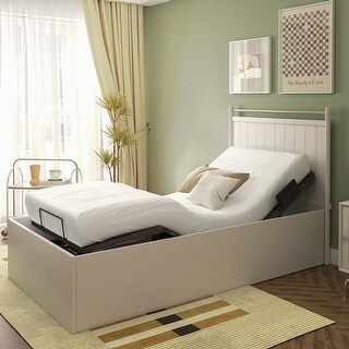 FlexiSpot 3-Step Assembly Electric Queen Size Adjustable Bed Frame Base Wireless Remote Zero Gravity Under-Bed Light