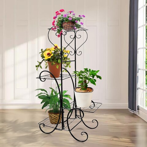 4-Tier Metal Plant Stand Shelf Flower Pot Holder Display Rack Shelves - Total Height 31"