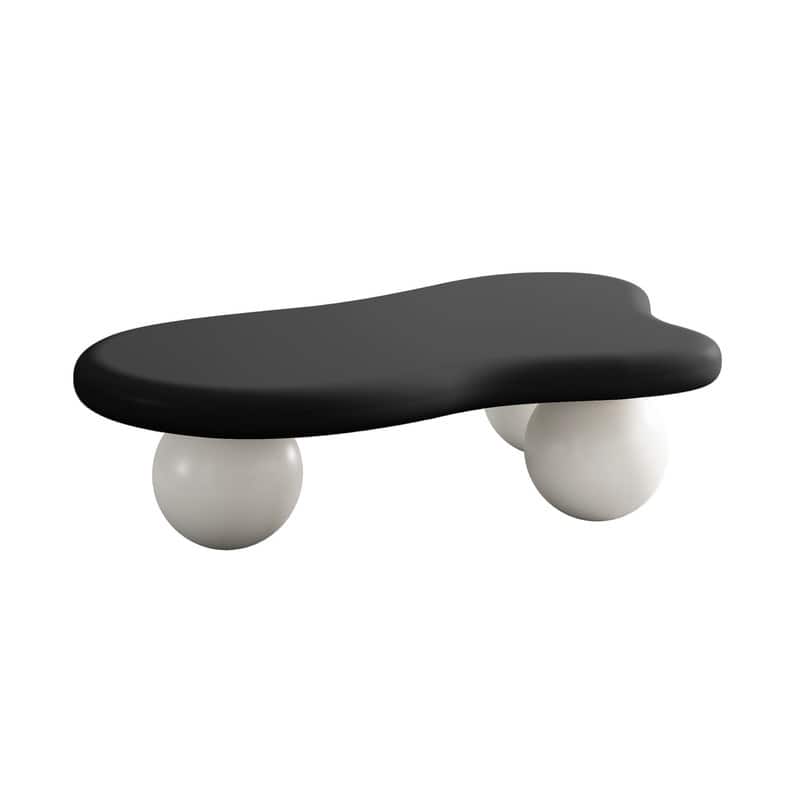 40 Inch Cloud Shaped Coffee Table with 3 Ball Legs for Living Room