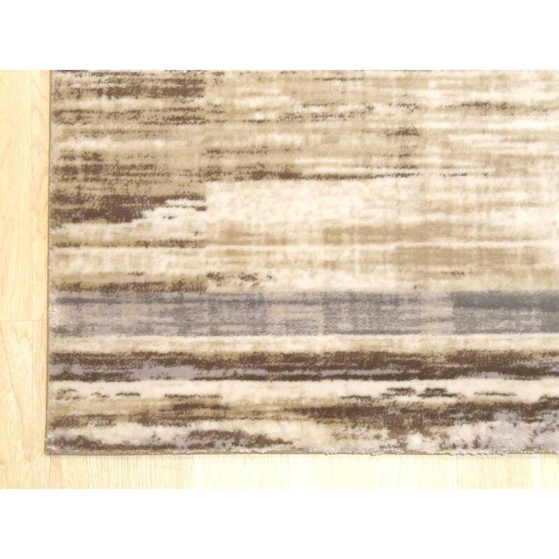 Ivory Transitional Stripe Distressed Bohemian Isabella Striped Area Rug - 5' 3 x 7' 3