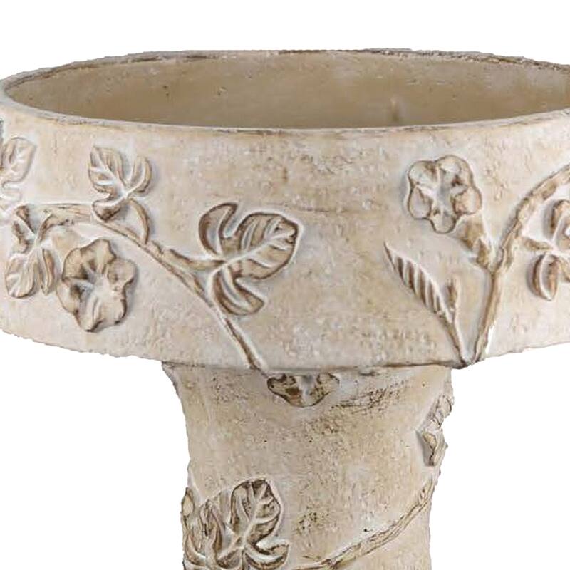Menon Bird Bath Feeder, Decorative Designs White Terracotta, 20 Inch