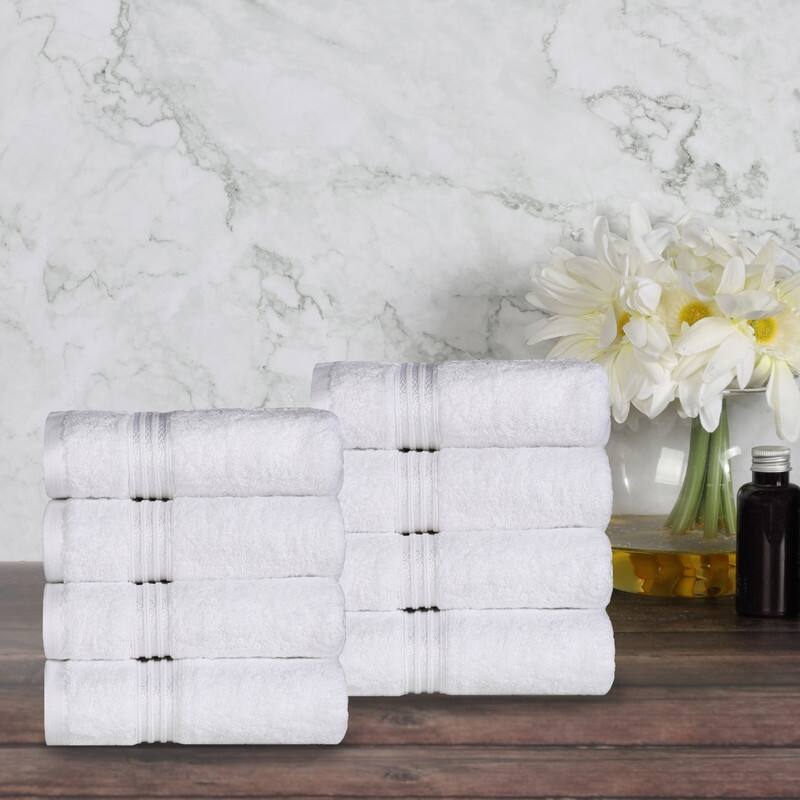 Blue Nile Mills Ibiza Egyptian Cotton Hand Towel, Set of 8 - White