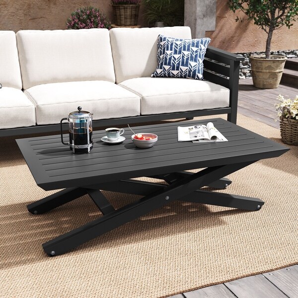 Pellebant Outdoor Adjustable Height Dining Table Multifunction Coffee Tea Table 14.6 23.4 H x 24 W x 44 L Bed Bath Beyond 37603002