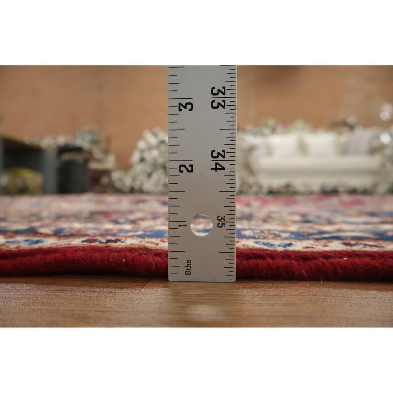 Hand Knotted Oriental 100% Wool Carpet Traditional Floral Red Kashan Area Rug - 12' 2'' X 9' 7''