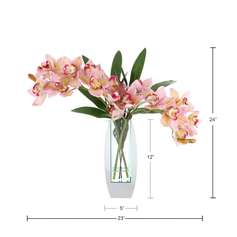 Orchid Arrangement in Mirror Vase - 24