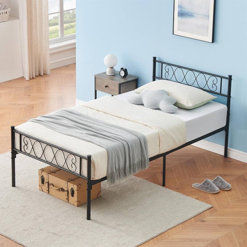 Bed Frame with Headboard and Footboard for Girls and Boys