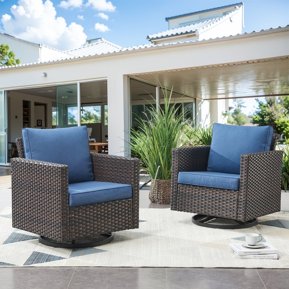 2PCS Gymojoy Outdoor Patio Swivel Chairs with Cushion