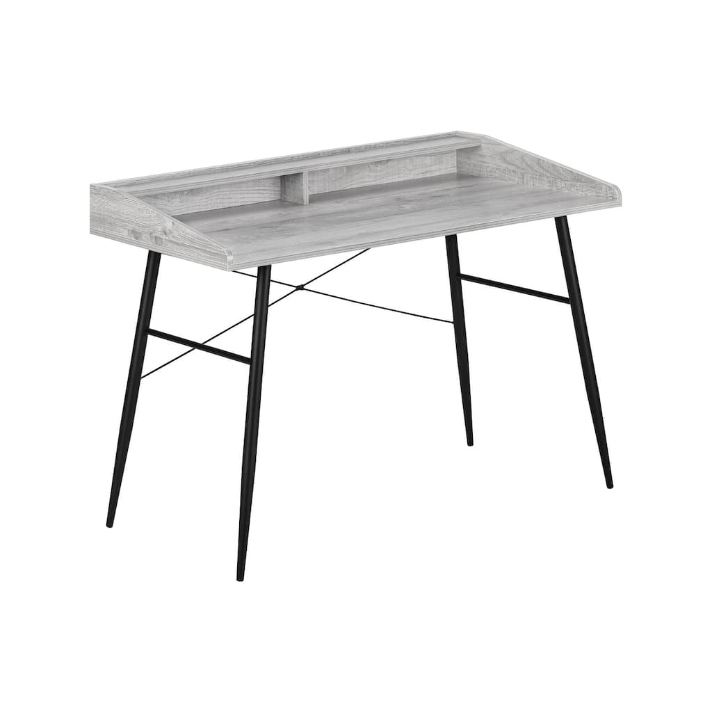 Computer Desk, Home Office, Laptop, Storage Shelves, 48"l, Work, Grey Laminate, Black Metal, Contemporary, Modern