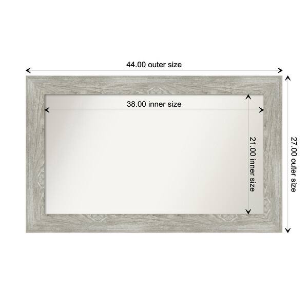 dimension image slide 109 of 113, Dove Greywash Framed Non-Beveled Custom Wall Mirror, Bathroom Vanity Mirror