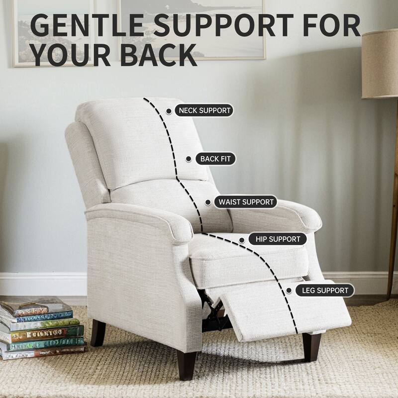 Push-Back Upholstered Recliner with Thickened Seat Cushion Backrest