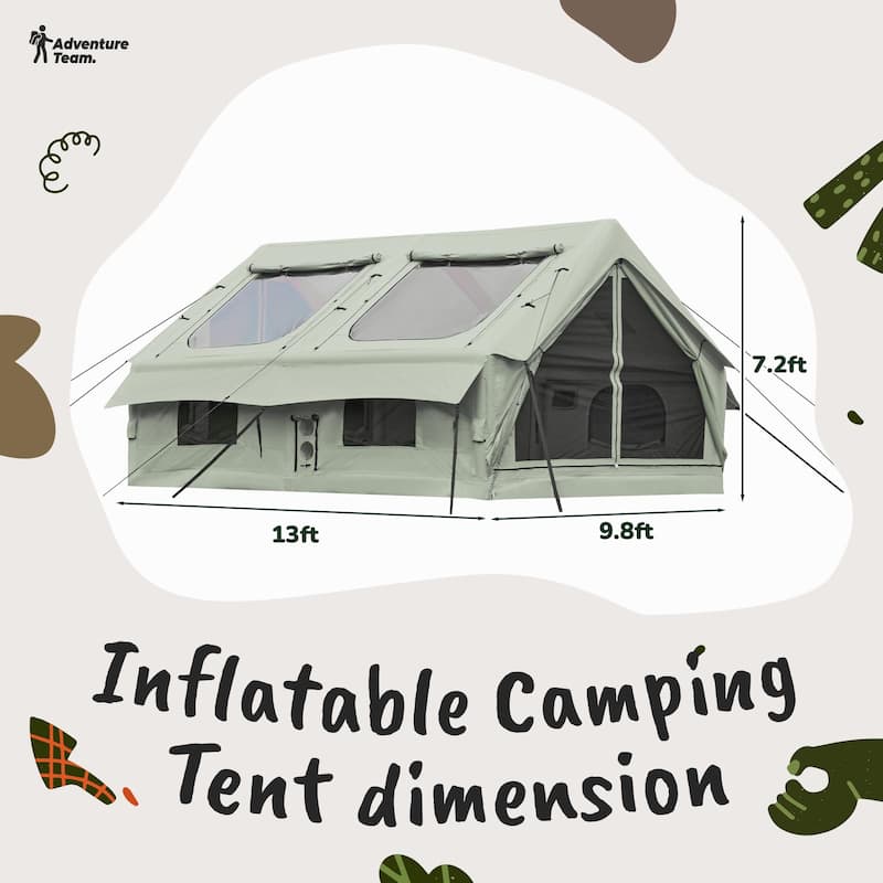 EROMMY Inflatable Tent with Chimney Opening, 8-10 Person Air Glamping Tent