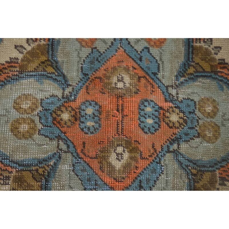 Green Tabriz Vintage Persian Area Rug Hand-Knotted Wool Carpet - 9'7" x 12'9"