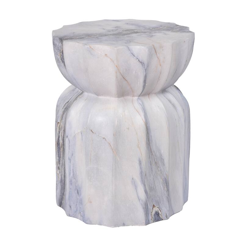 Christopher Knight Home - Modern Outdoor Lightweight Concrete Accent Side Table with Fluted Sculptural Hourglass Design