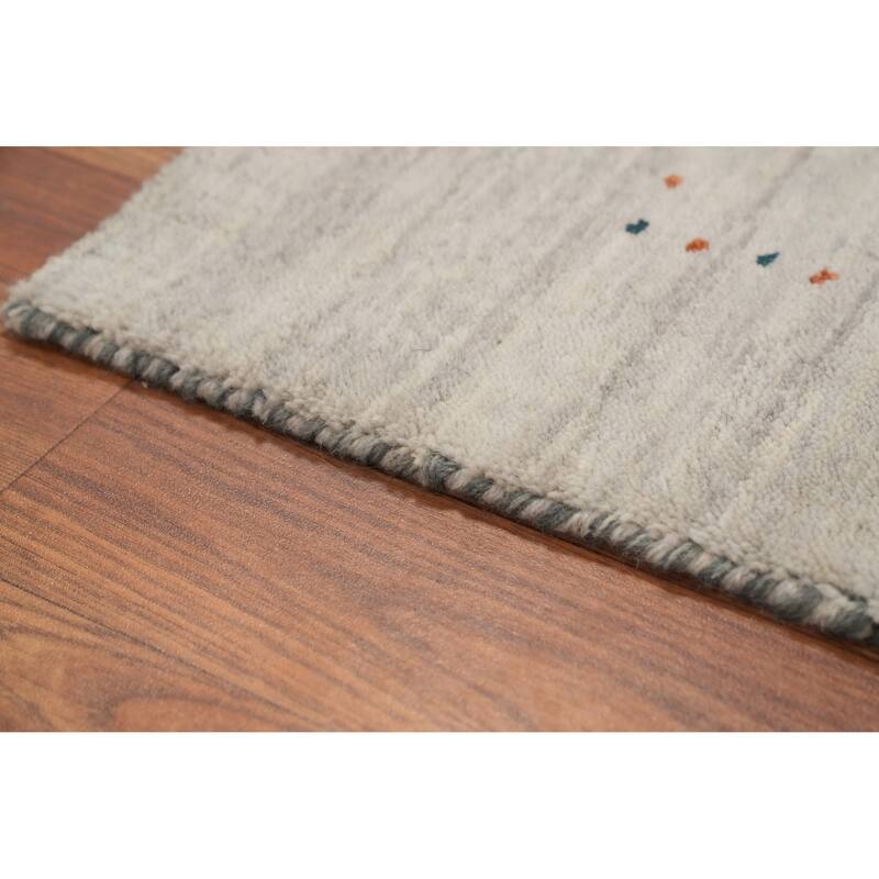 Hand Knotted Oriental 100% Wool Carpet Tribal Animal Pictorial Beige & Ivories Gabbeh Area Rug - 7' 9'' X 5' 0''