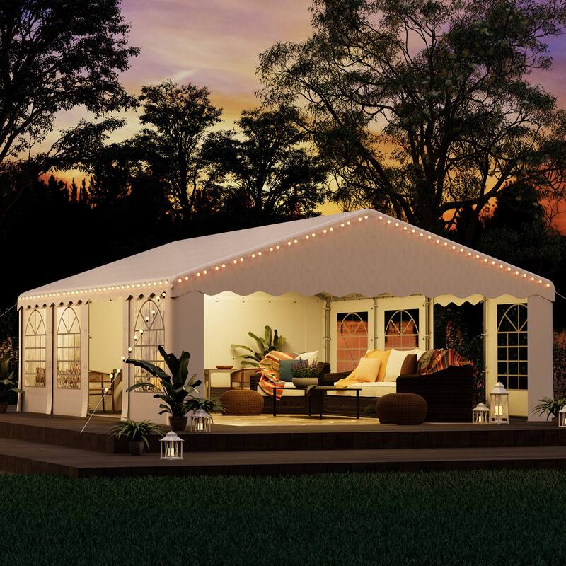 Durable Party Tent Gazebo for Events, Weddings, and BBQs - Includes Removable Sidewalls with Windows & Storage Bags, White
