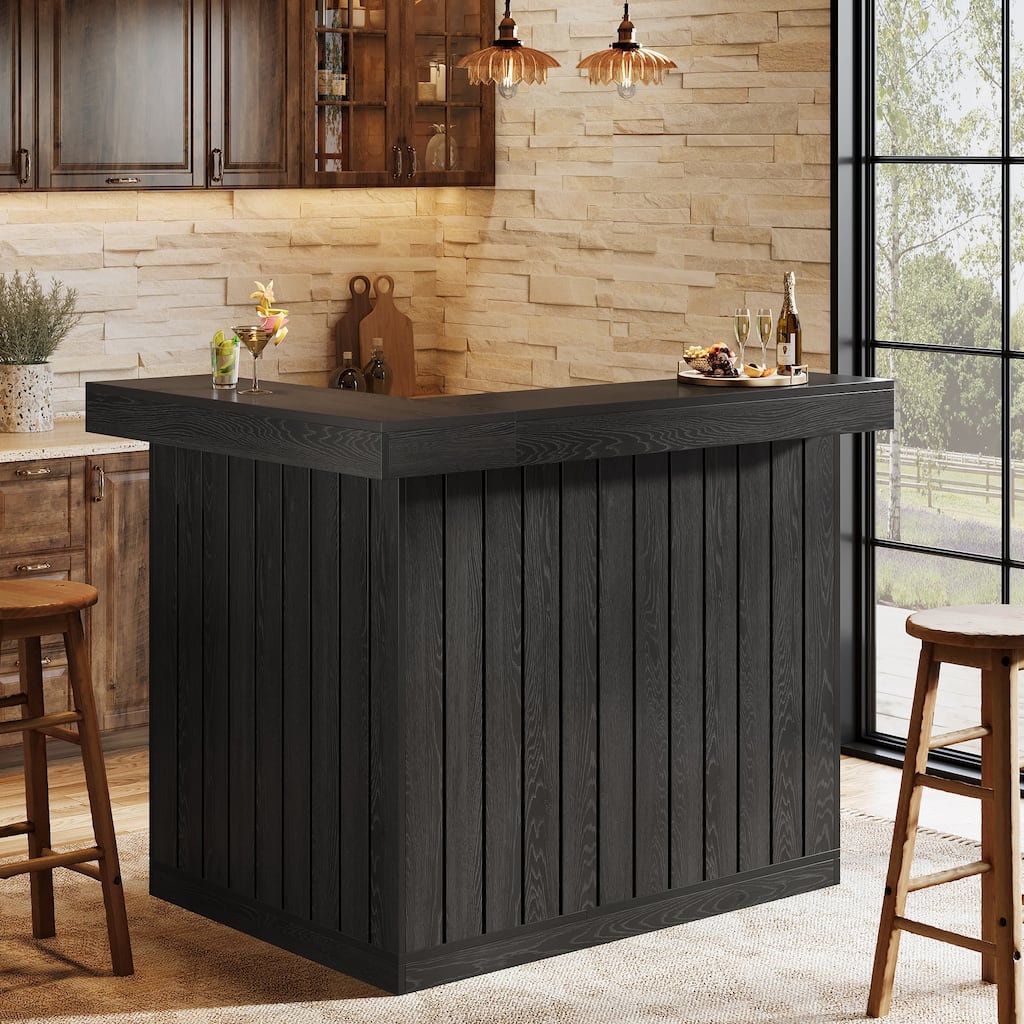 L-Shaped Home Bar Unit, 4-Tier Corner Liquor Bar Table