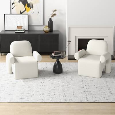 SEYNAR Mid Century Modern Velvet Rolled Accent Armchair, set of 2
