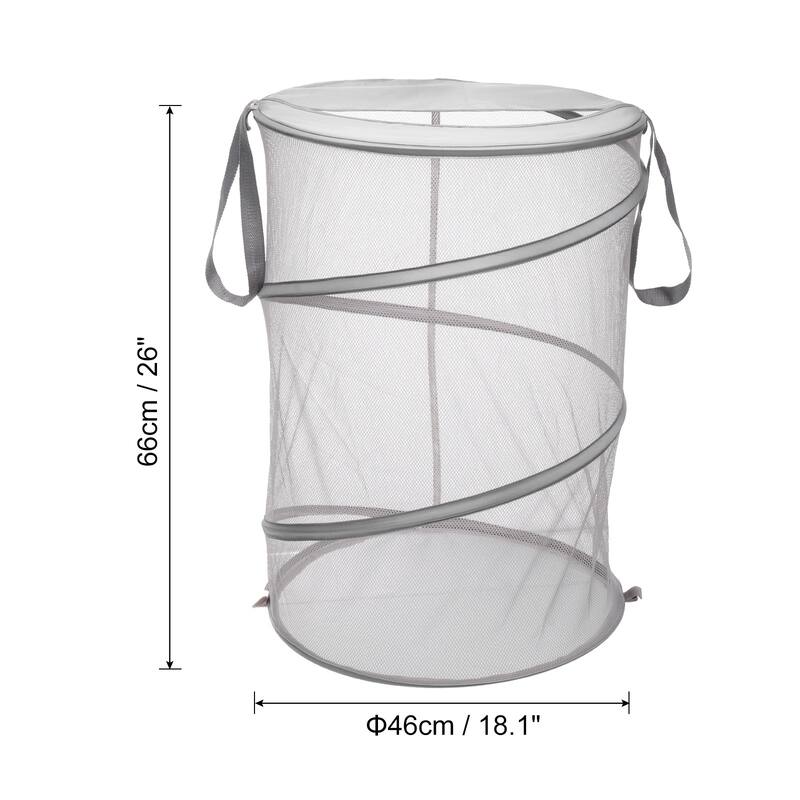 Mesh Laundry Hamper, Foldable Laundry Basket for Washing Storage - 46*46*66cm - Black