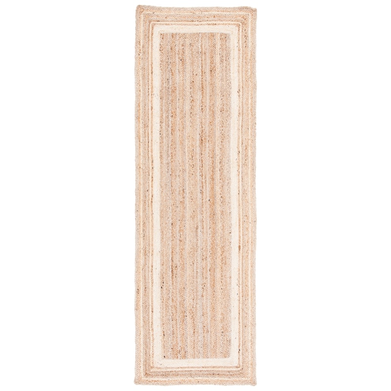 SAFAVIEH Handmade Natural Fiber Averi Border Jute Rug - 2'6" x 8' Runner - Ivory/Natural