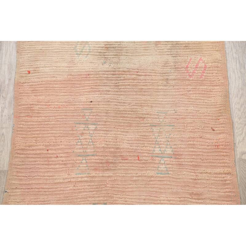 Clearance Antique Tribal Moroccan Oriental Runner Rug Wool Handmade - 3'5" x 9'4"