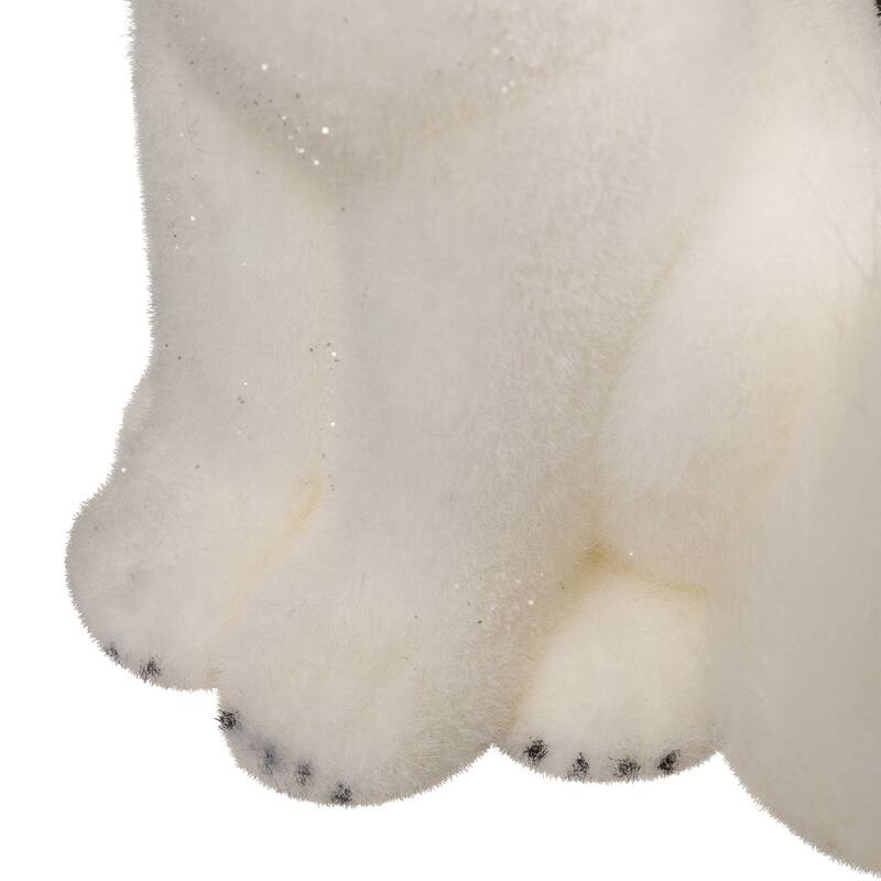 Glittered Sitting Arctic Fox Christmas Figure - 9.5" - White