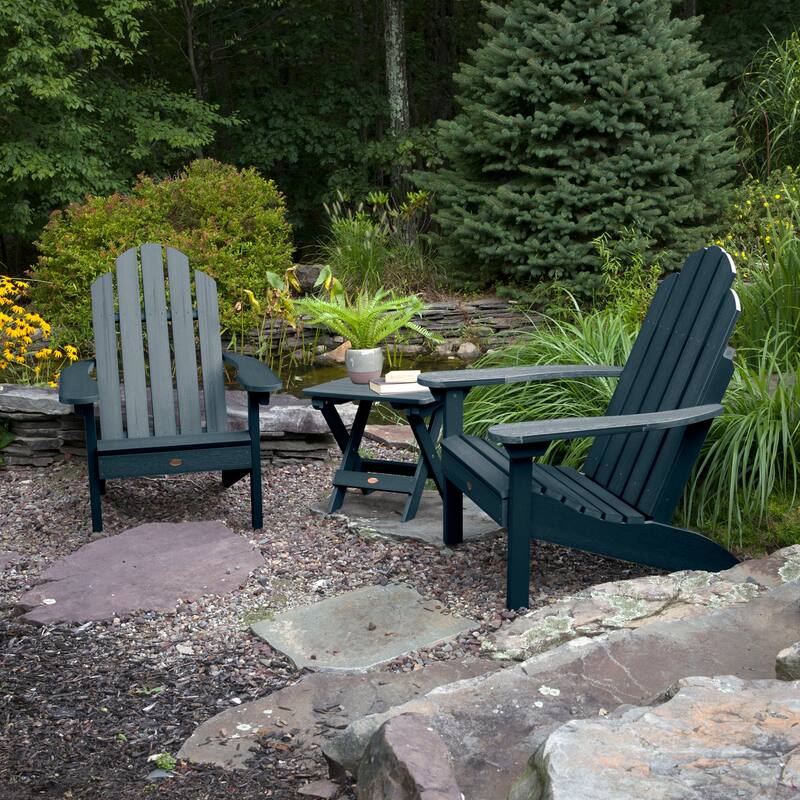 3 Piece Set Outdoor Adirondack Chairs and Folding Side Table