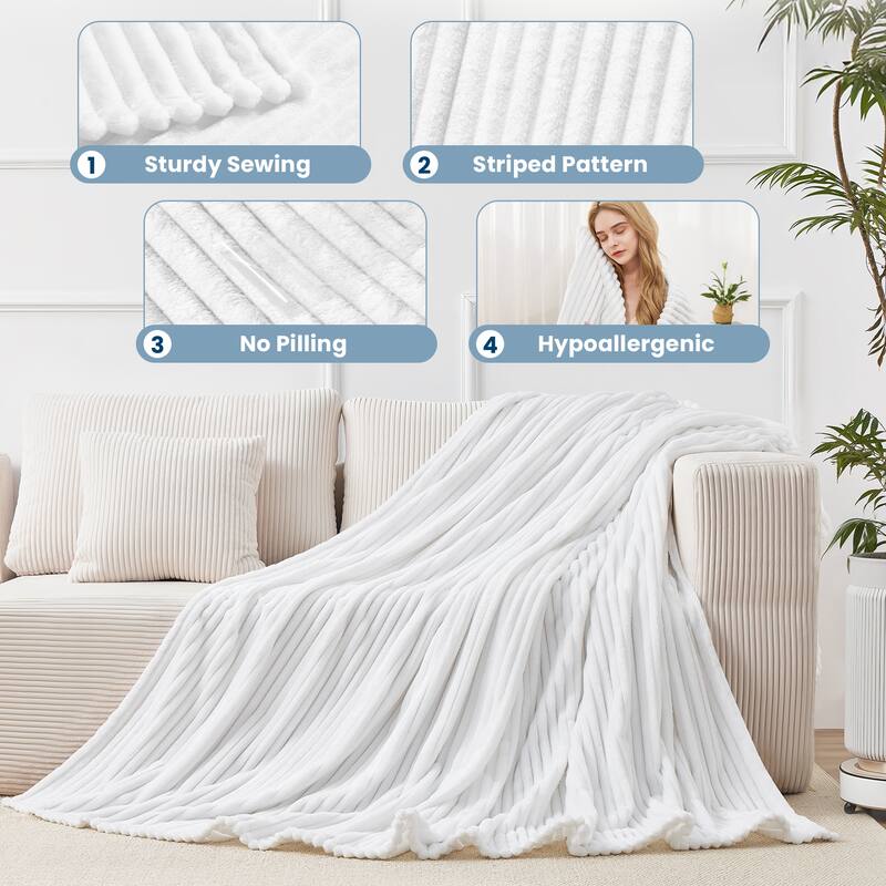 Textured Stripe Cozy Throw Blanket, Ultra-Soft, All-Season Comfort for Every Adventure