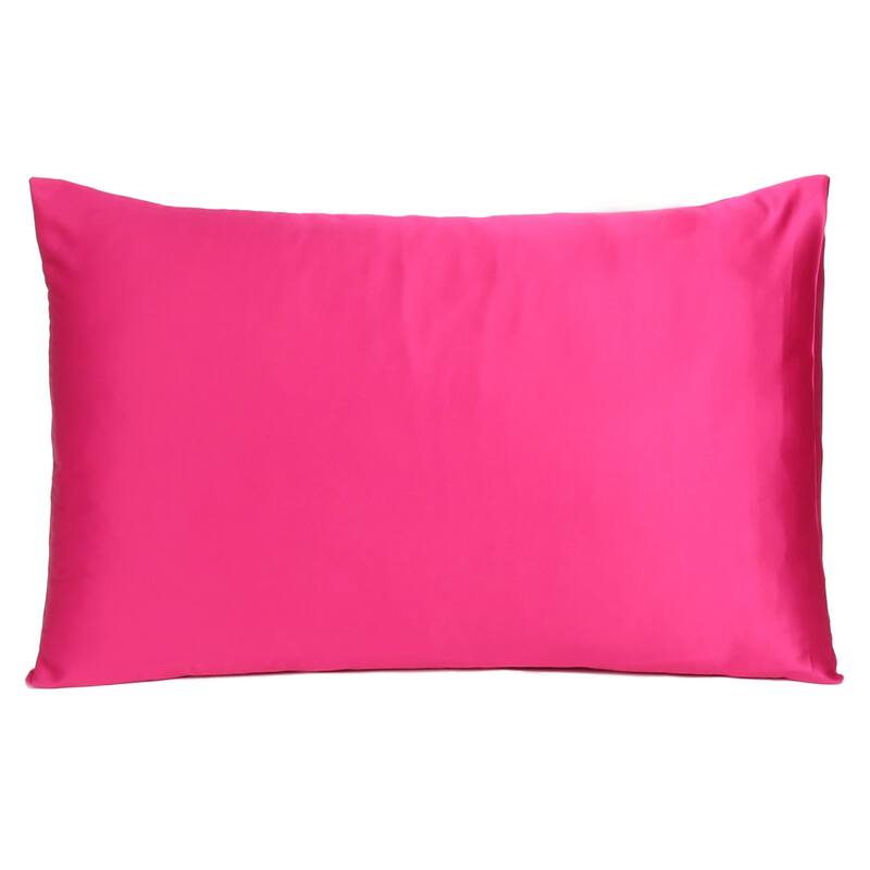HomeRoots Fuchsia Dreamy Set Of 2 Silky Satin Standard Pillowcases