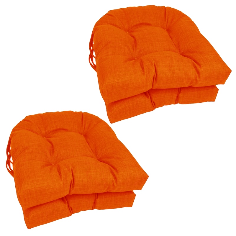 16-inch U-Shaped Indoor/Outdoor Chair Cushions (Set of 4) - 16" x 16" - Tangerine Dream
