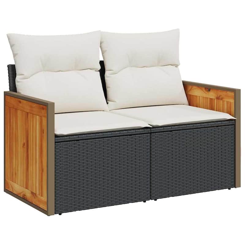vidaXL Patio Sofa Set with Cushions Outdoor Conversation Furniture Poly Rattan