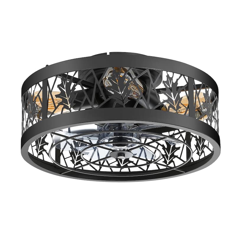 16.5-in Vintage Distressed White/Black Low Profile Ceiling Fan with Remote Control(7-blade)