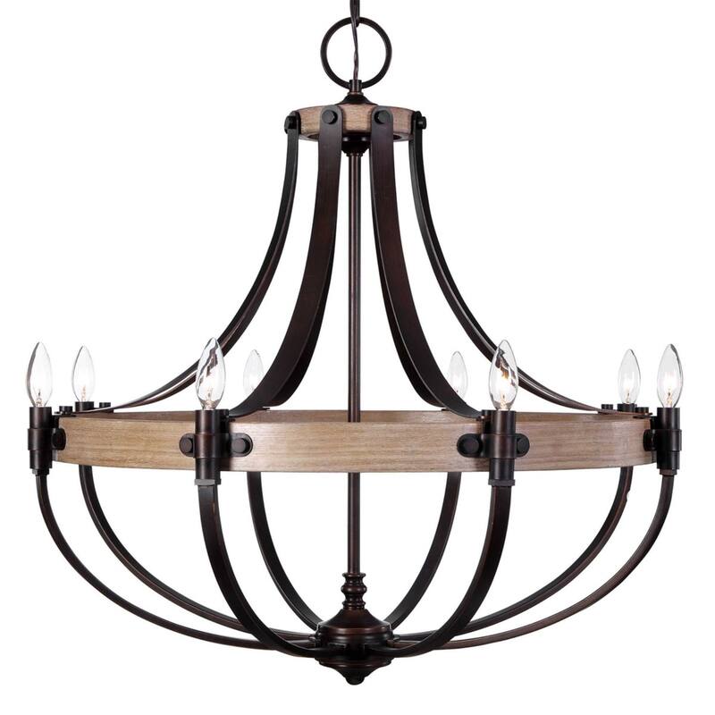 8 Light French Style Ceiling Chandelier - 32.75" - Bronze Finish