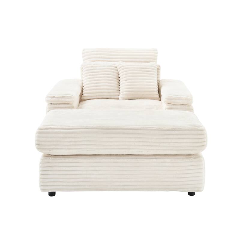 Corduroy Single Sofa Set with 2 Throw Pillows (500lb Capacity)