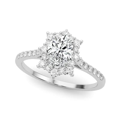 Auriya 14k White Gold Lab Grown Oval Diamond Halo Engagement Ring 0.50 to 5.00 ct. tw. (F-G VS)
