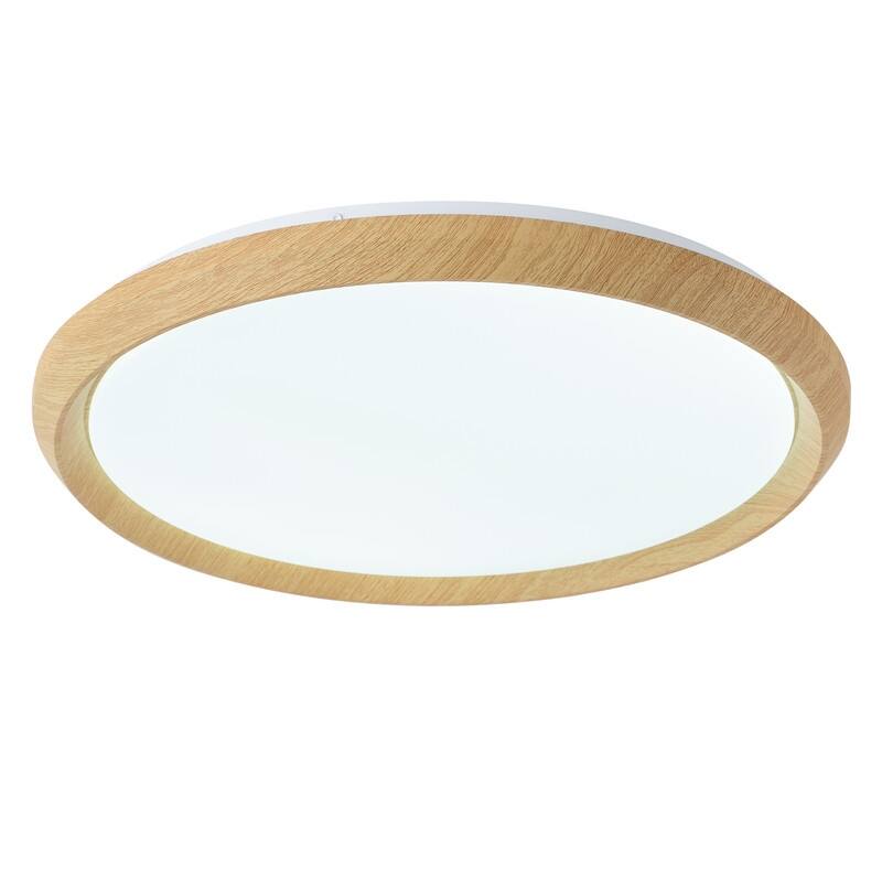 Modern Wood Grain Flush Mount Ceiling Light Milky White LED Fixture for Living Room Bedroom - 19.69