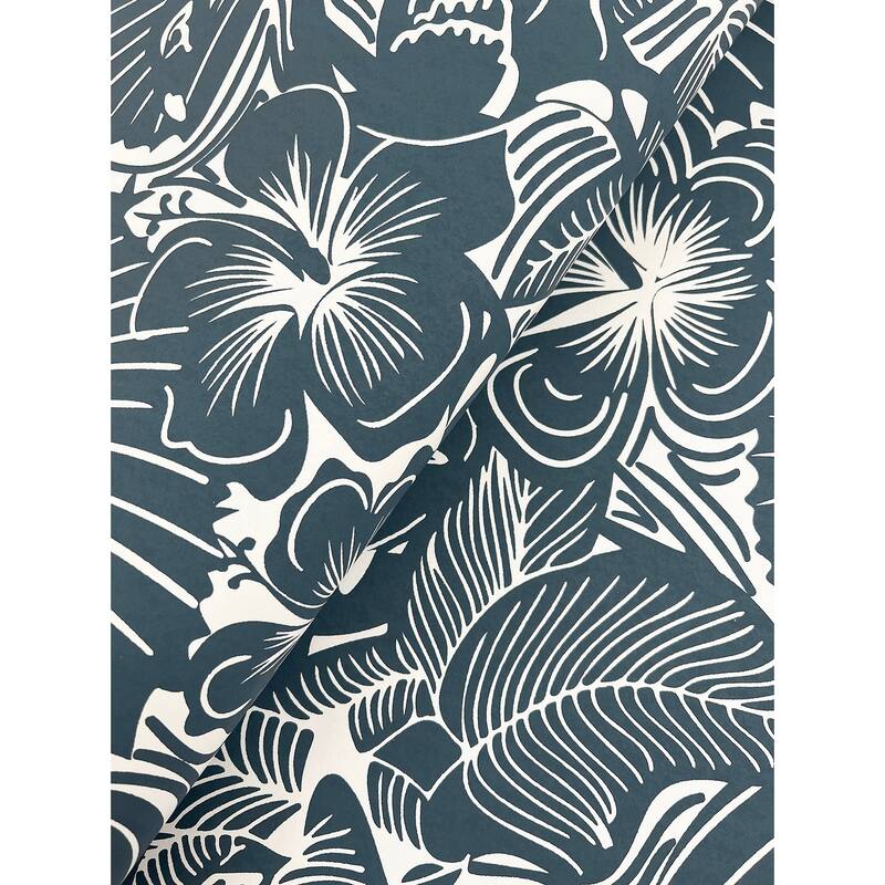 A-Street Prints Idalia Navy Floral Flamingo Wallpaper