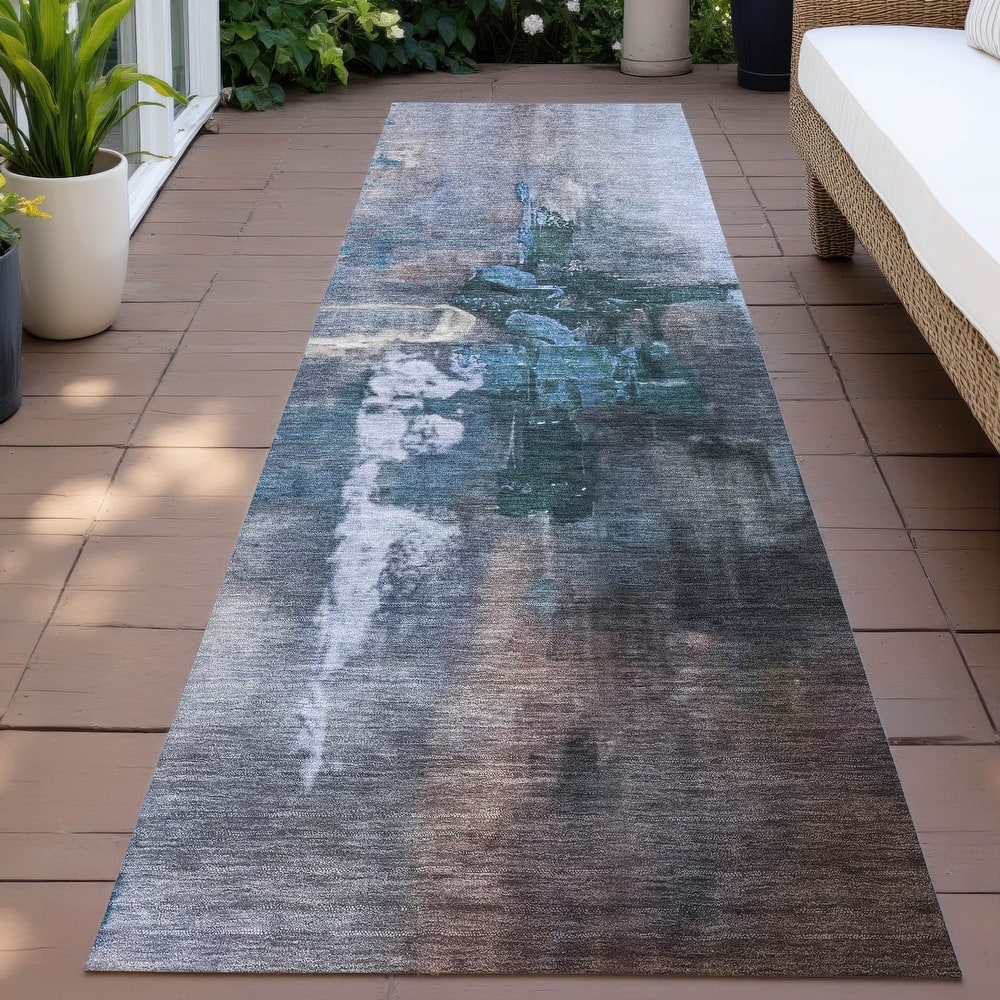 Machine Washable Indoor/Outdoor Modern Painters Touch Chantille Rug