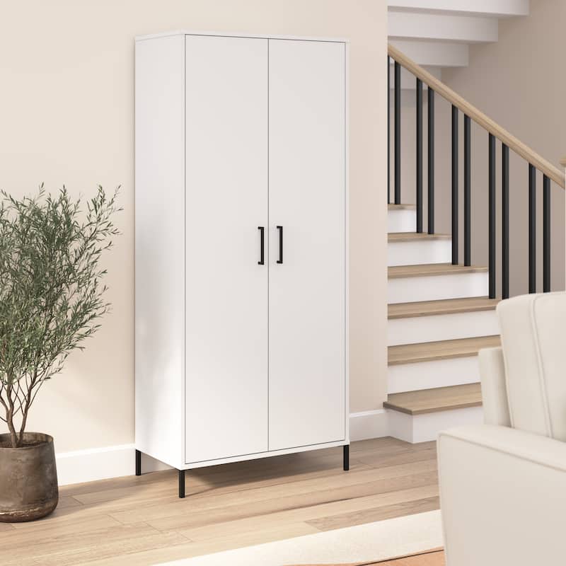 Essence Tall Storage Cabinet with Doors by Bush Furniture - White