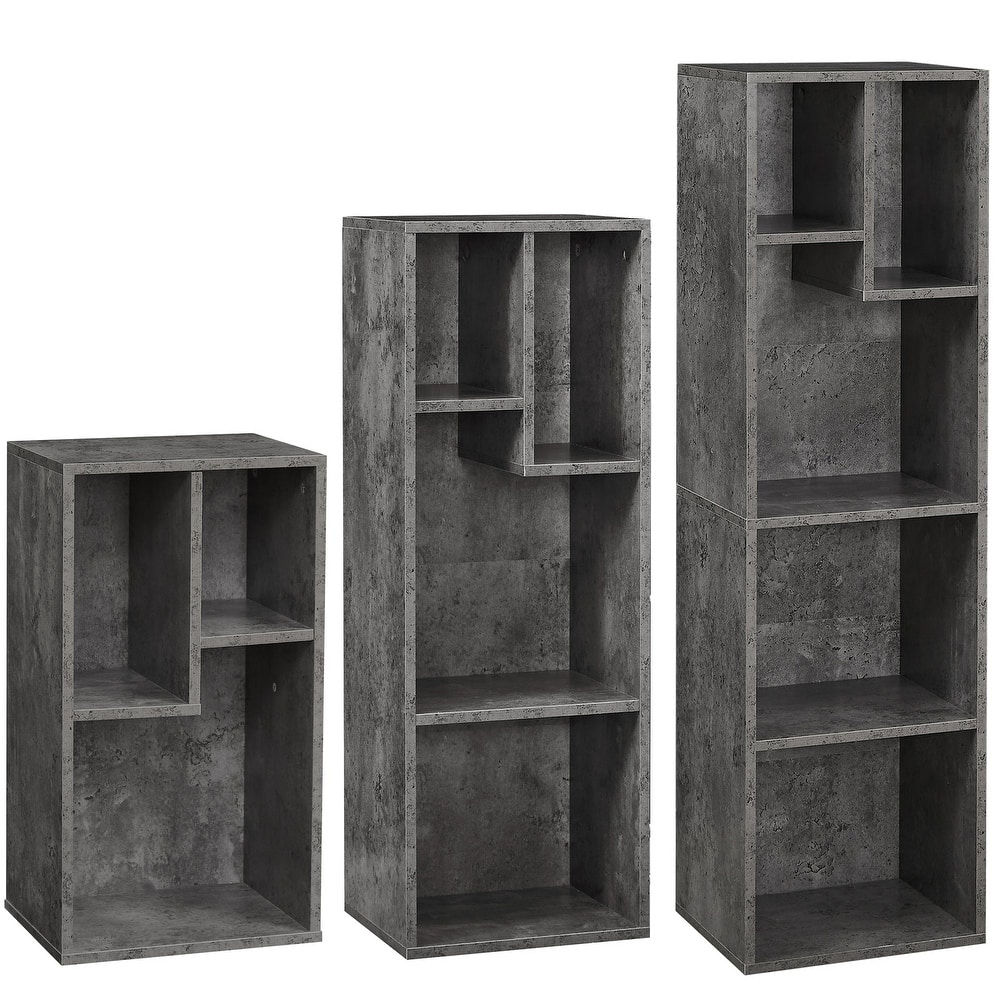 VECELO 2-Tier+3-Tier+4-Tier Bookcase set, Modern & Contemporary Wooden Bookshelf sets(set of 3)