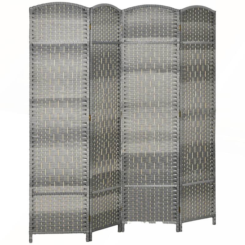 6' Tall Wicker Weave 6 Panel Room Divider Privacy Screen