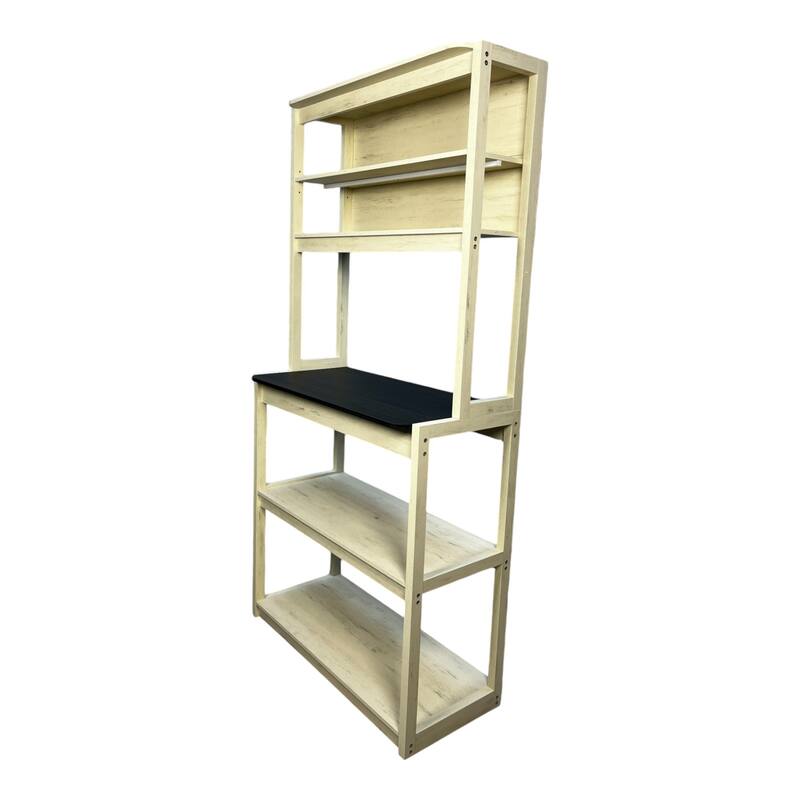 31.5" 5-Tier Bakers Rack for Kitchen with Storage, Coffee Bar, Kitchen Shelves, Microwave Stand - White+Black