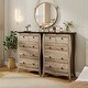preview thumbnail 4 of 18, Gymax 2PCS 38'' Farmhouse Chest of Drawers w/ 5 Folding Fabric Drawers