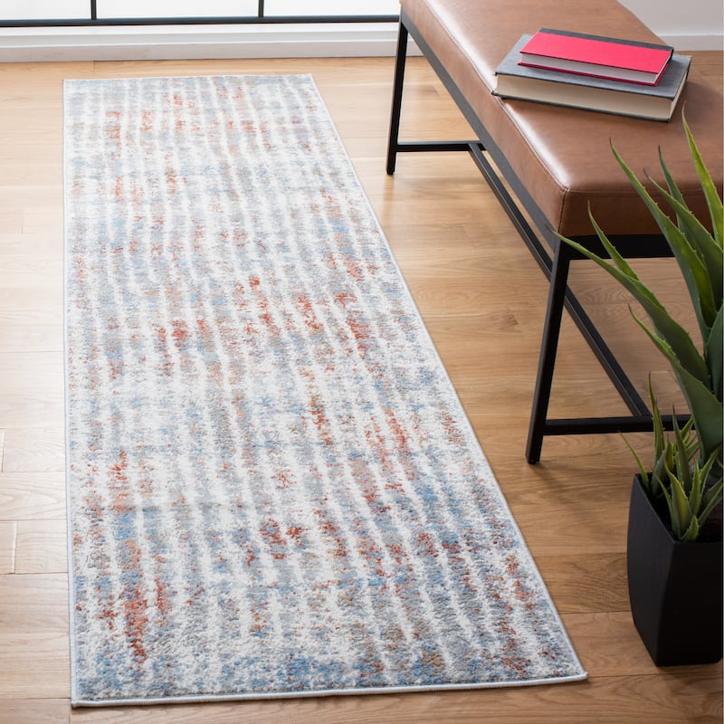 SAFAVIEH Amelia Leili Modern Rug - 2'3" x 8' Runner - Grey/Rust