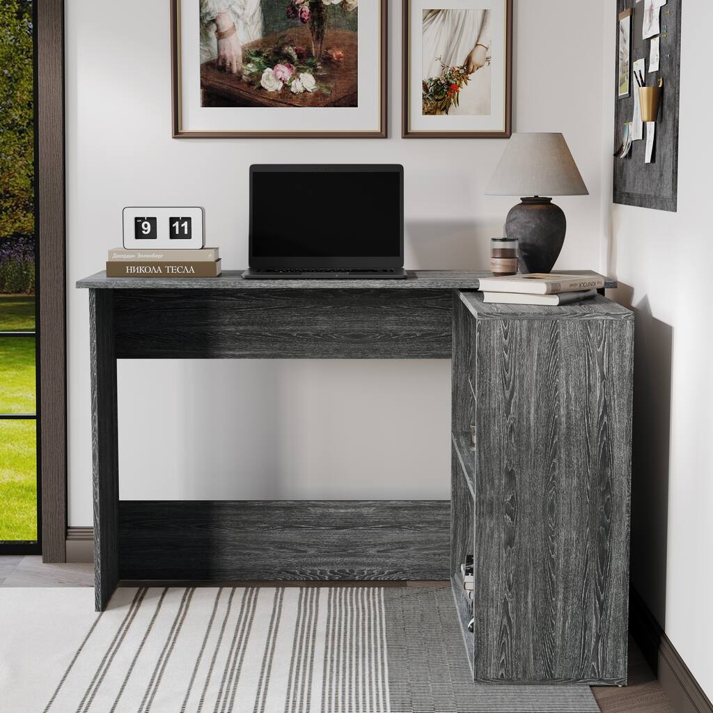 CraftPorch Contemporary L-Shape Writing Desk with Cabinet