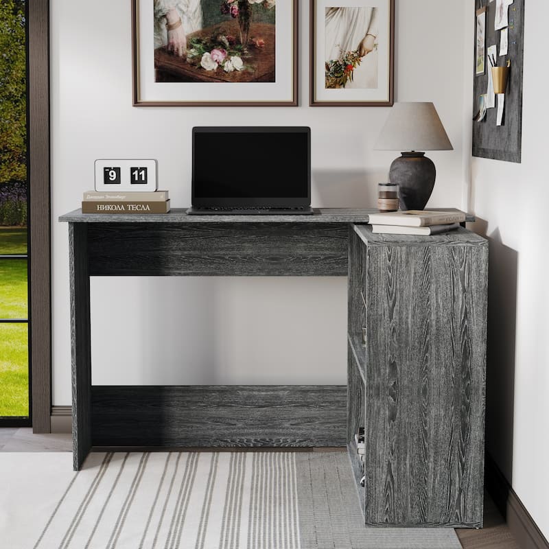 CraftPorch Contemporary L-Shape Writing Desk with Cabinet