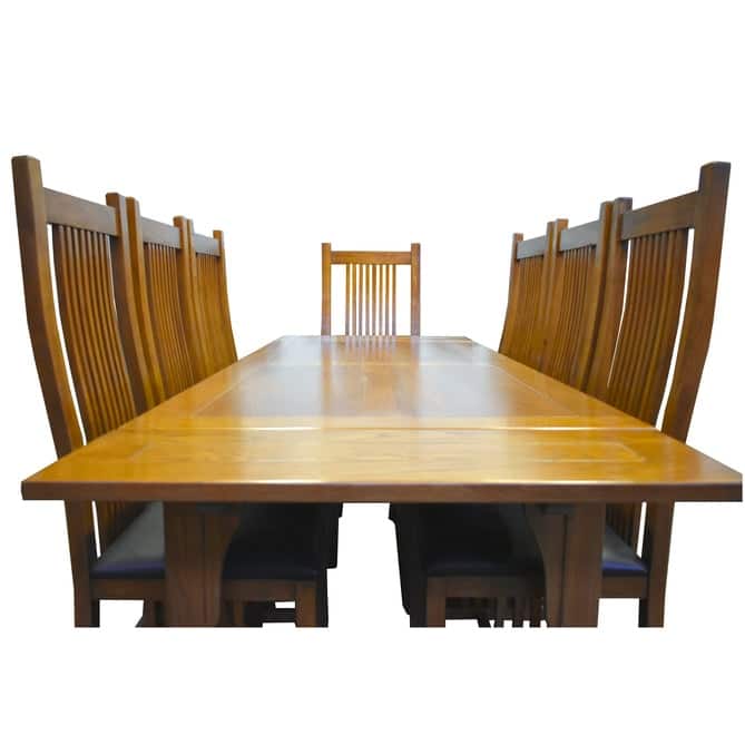 Mission Stow Leaf Table & High Back Chair Dining Set (2 Colors Available)