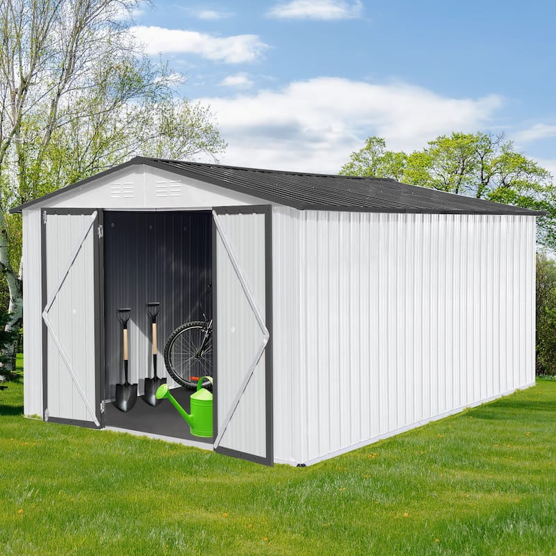 GDFStudio - Ryder Metal Garden Shed 10ft x 12ft Outdoor Storage Shed