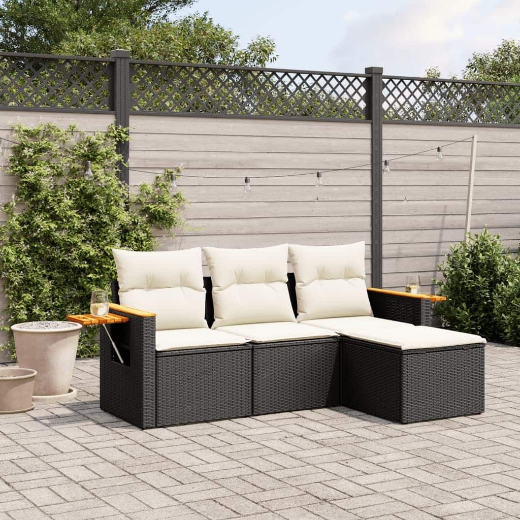 vidaXL Garden Sofa Set Black - 21.7 x 21.7 x 14.6 in