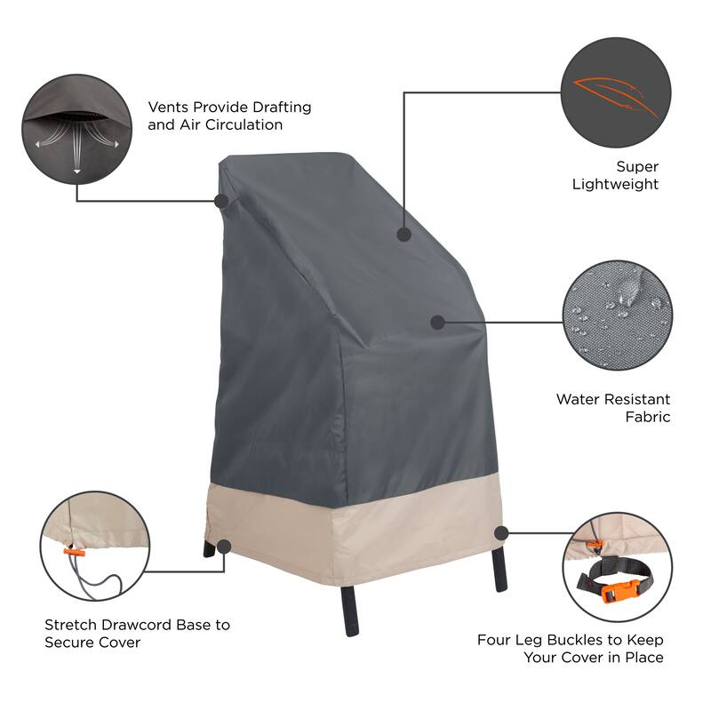 Modern Leisure® Renaissance Ultralite Stackable/High Back Bar Chair Cover, 2-Pack, 27"L x 27"W x 49"H, Gray