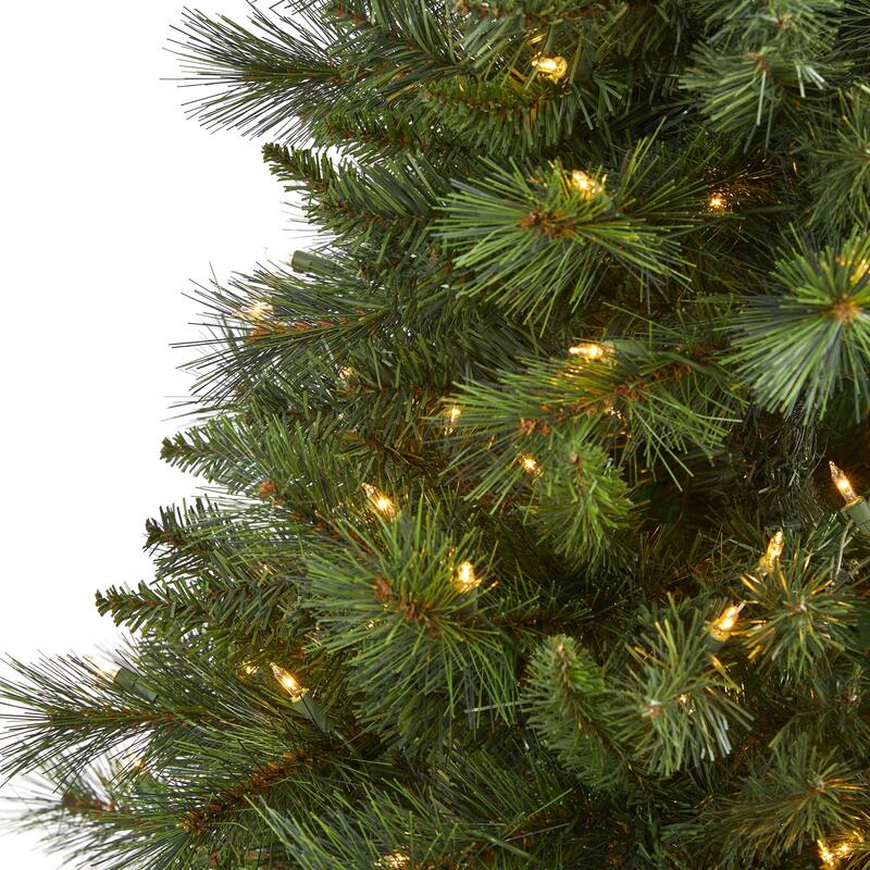6' Pre-Lit Slim West Virginia Pine Artificial Christmas Tree, Clear Incandescent Lights - 6 Foot